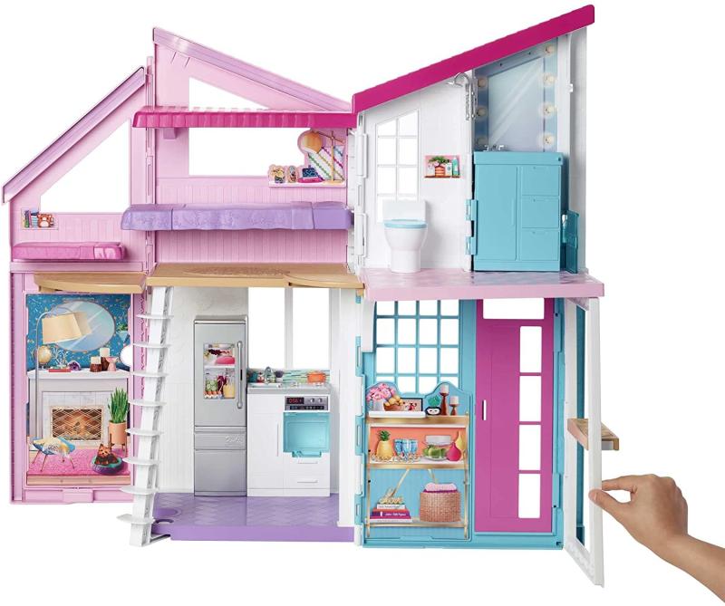 Barbie FXG57 - Malibu Haus Puppenhaus 60 cm breit mit +25 Zubehörteile, Puppen Spielzeug ab 3 Jahren, Mehrfarbig