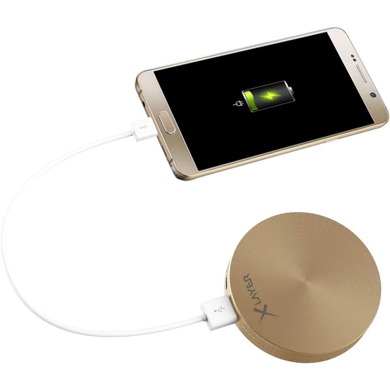 XLayer Powerbank PLUS Fashion 6.000mAh, Externer Akku für Smartphone und Tablet - Farbe GOLD