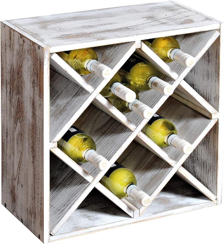 Kesper Weinregal-System aus aus fsc-zertifiziertem Paulowniaholz Holzregal zur Weinflaschenlagerung (Vintage-weiß)