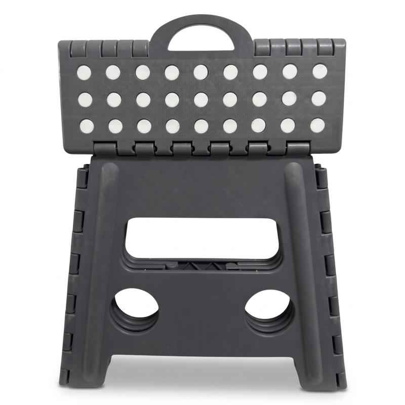 KESPER Stabiler Klapptritt Sitzhocker faltbar, grau, 36,5 x 30/32,5 cm