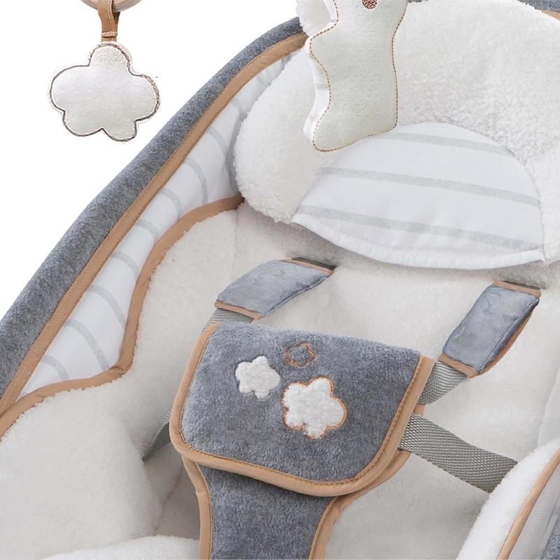 Ingenuity Bella Teddy Babywippe & Babyschaukel, Plüschsitz, Vibration, Musik, klappbar, ab Geburt bis 30 Monate, max. 18 kg