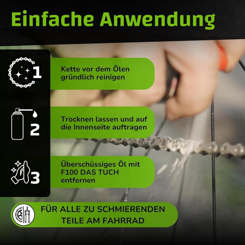 DR. WACK F100 Kettenöl für Fahrrad 100 ml - Kettenschmiermittel für weniger Verschleiß & Reibung - Sprühdose