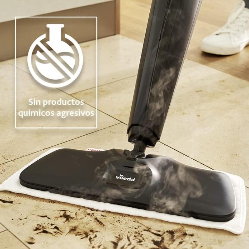 Vileda Steam Plus Dampfreiniger, hygienische Bodenreinigung, entfernt bis zu 99,9% der Bakterien und Viren*, für alle Böden, ideal für Teppiche