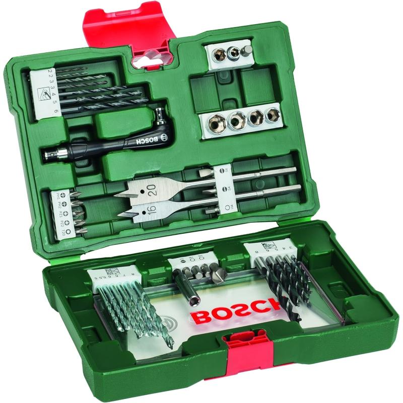 Bosch Accessories Bosch 41tlg. V-Line Bohrer und Bit Set (für Holz, Stein und Metall, mit Bit-Handschraubendreher ohne Ratschenfunktion, Zubehör Bohr- und Schraubwerkzeuge)
