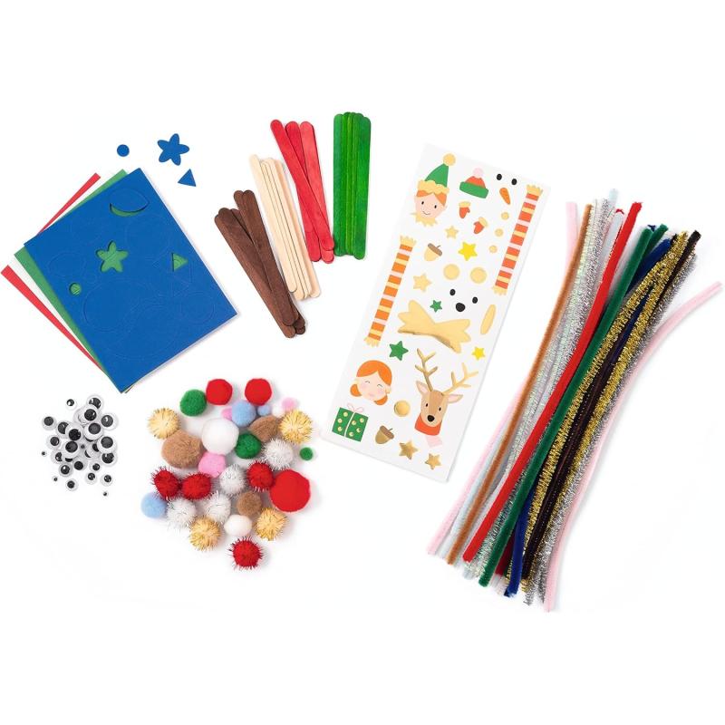 folia 93503 - Chenilledraht Bastelset "Winter" für Kinder und Erwachsene, wiederverschließbares Täschchen mit vielen Utensilien zum Gestalten kleiner Chenille-Figuren