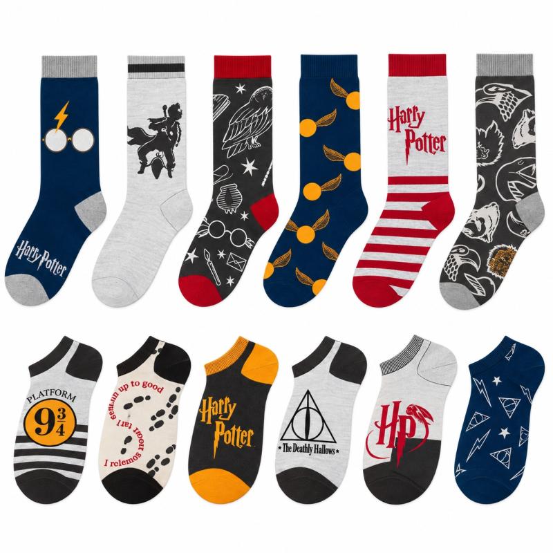 HARRY POTTER - HERREN Adventskalender 12 Paar Socken 42-46 ( 6 Paar Socken & 6 Paar Sneaker ) ALL I WANT FOR CHRISTMAS
