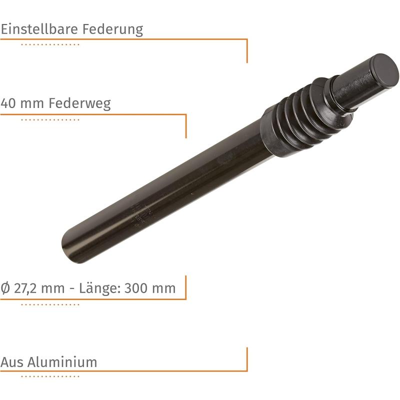 Prophete 6553 - Federsattelstütze, Aluminium, Länge: 300 mm, Ø 27,2 mm, Farbe: SCHWARZ