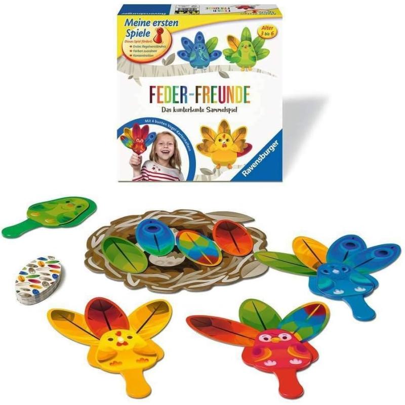 Ravensburger 20587- Feder-Freunde - Kinderspiel, ein kunterbuntes Sammelspiel für 2-4 Spieler