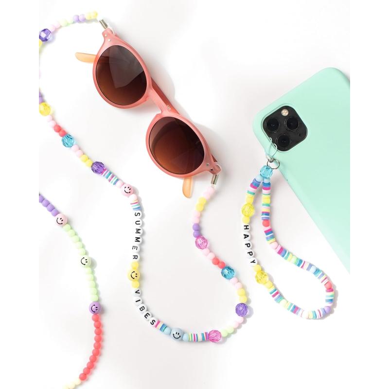 folia 32029 Phone Charms Set RAINBOW SMILE, Perlen Set mit Aufbewahrungsbox, 349-teilig