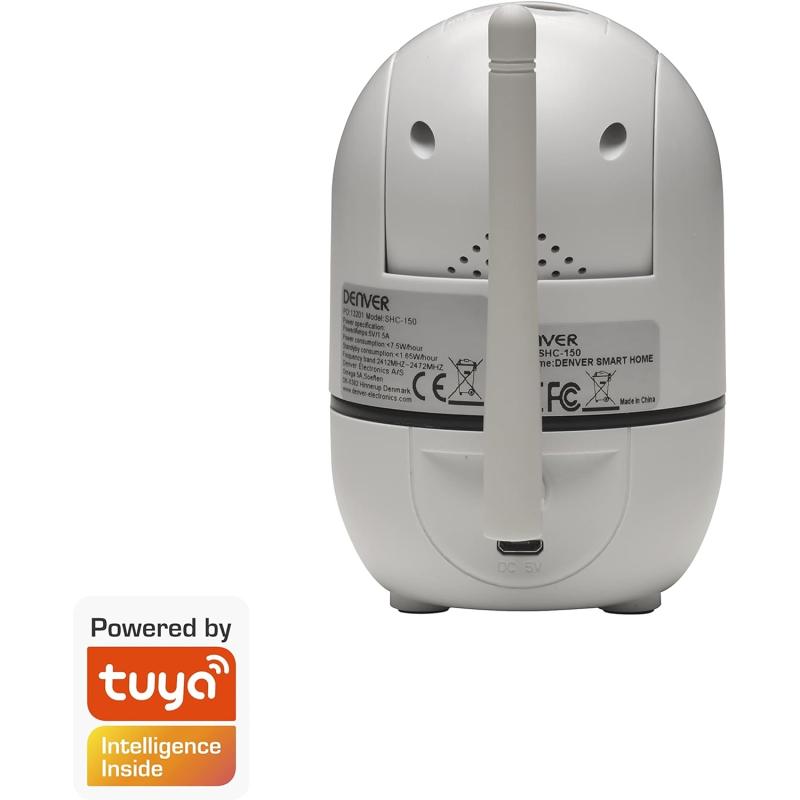Denver SHC-150 überwachungskamera WiFi mit IR-LED für Nachtsicht, HD 1280x720p, 12fps WEISS