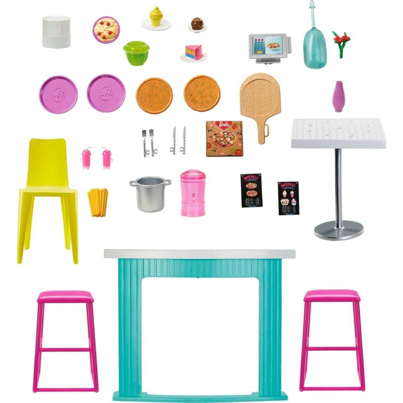 Barbie HGP59 - Cook'n Grill Restaurant Spielset, mit Köchin Puppe, Freundin und kleinem Mädchen