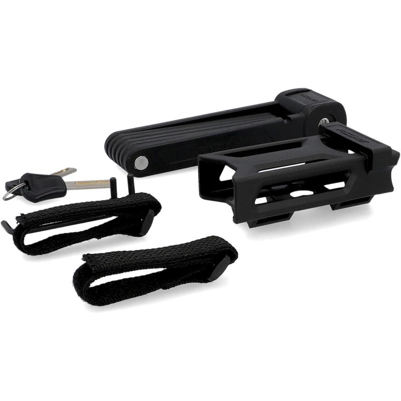 FISCHER 85852 Faltschloss inkl Halterung und 2 Sicherheitsschlüssel | schwarz 85 cm
