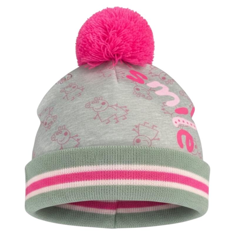 PEPPA PIG 46850 - Kinder Winter Set Gr. 51/54 cm Bommel-Mütze und Handschuhe