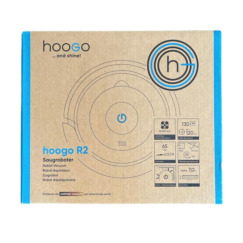 hoogo Saugroboter R2 | Staubsauger Roboter | lange 120 min Akku-Laufzeit | 7cm flach| für Hartböden und kurzflorige Teppiche
