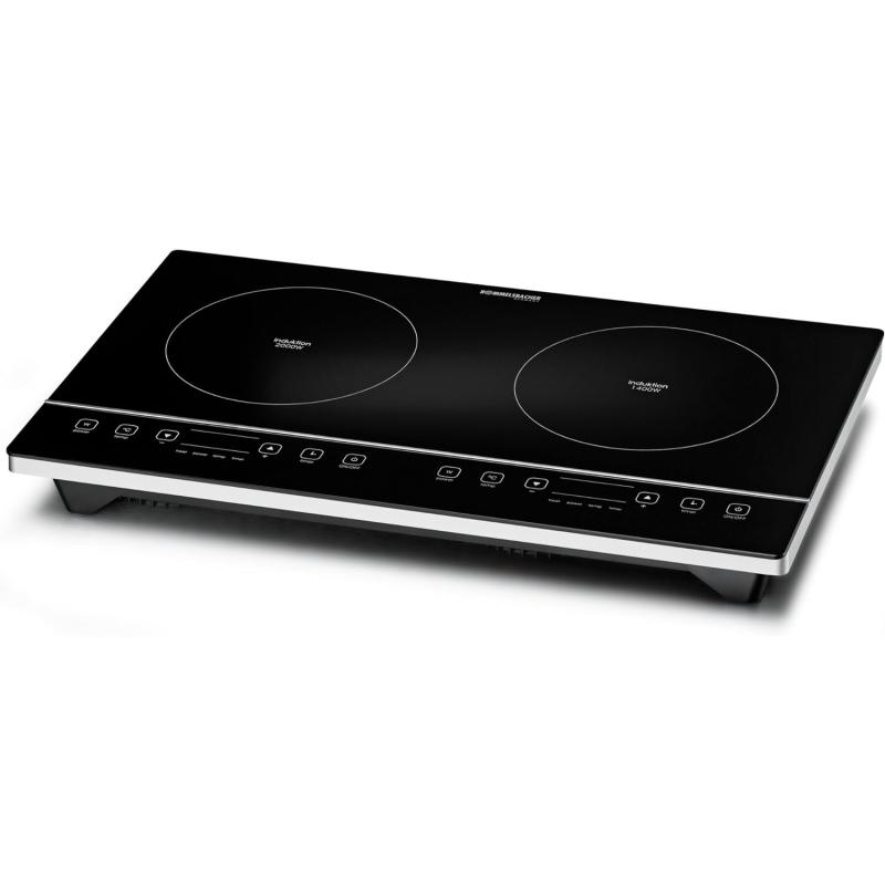 ROMMELSBACHER Doppelkochplatte CT 3405/IN Induktion - 2 Kochzonen, Glaskeramik, Touch Control, Topferkennung, 10 Leistungsstufen, 10 Temperaturstufen von 60-240 °C, Timer, Abschaltfunktion, 3400 Watt