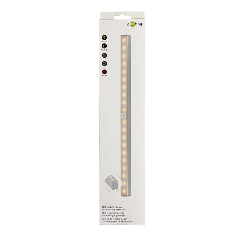 Goobay LED-Unterbauleuchte mit Bewegungsmelder 30 cm Farbtemperatur 3000K warm-weiß - SILBER
