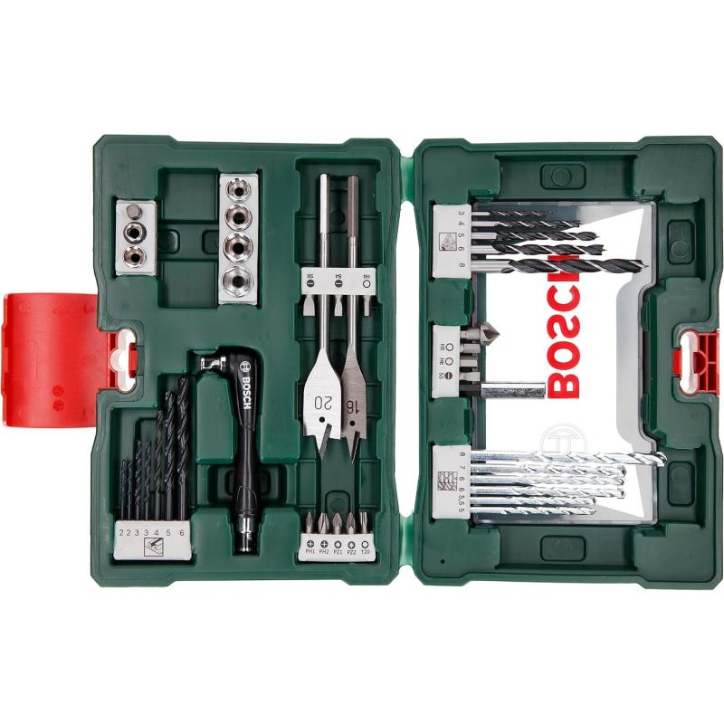 Bosch Accessories Bosch 41tlg. V-Line Bohrer und Bit Set (für Holz, Stein und Metall, mit Bit-Handschraubendreher ohne Ratschenfunktion, Zubehör Bohr- und Schraubwerkzeuge)
