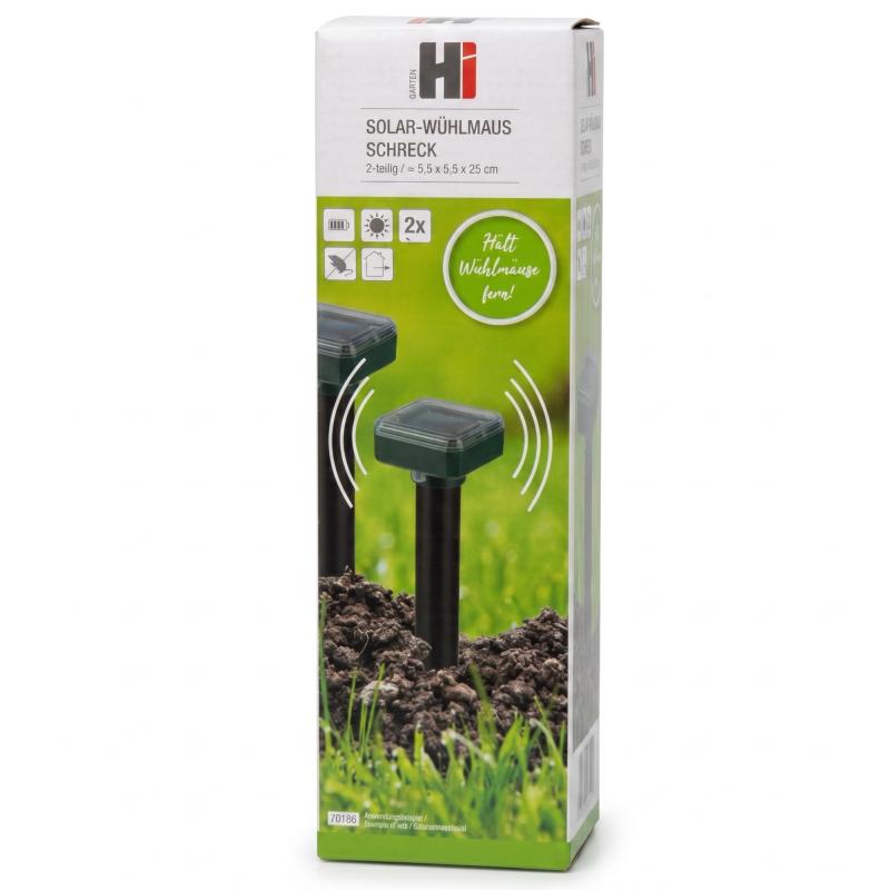 Haushalt International 2tlg. Set Solar Maulwurfschreck inkl. Erdspieß, Maulwurfvertreiber Maulwurfabwehr