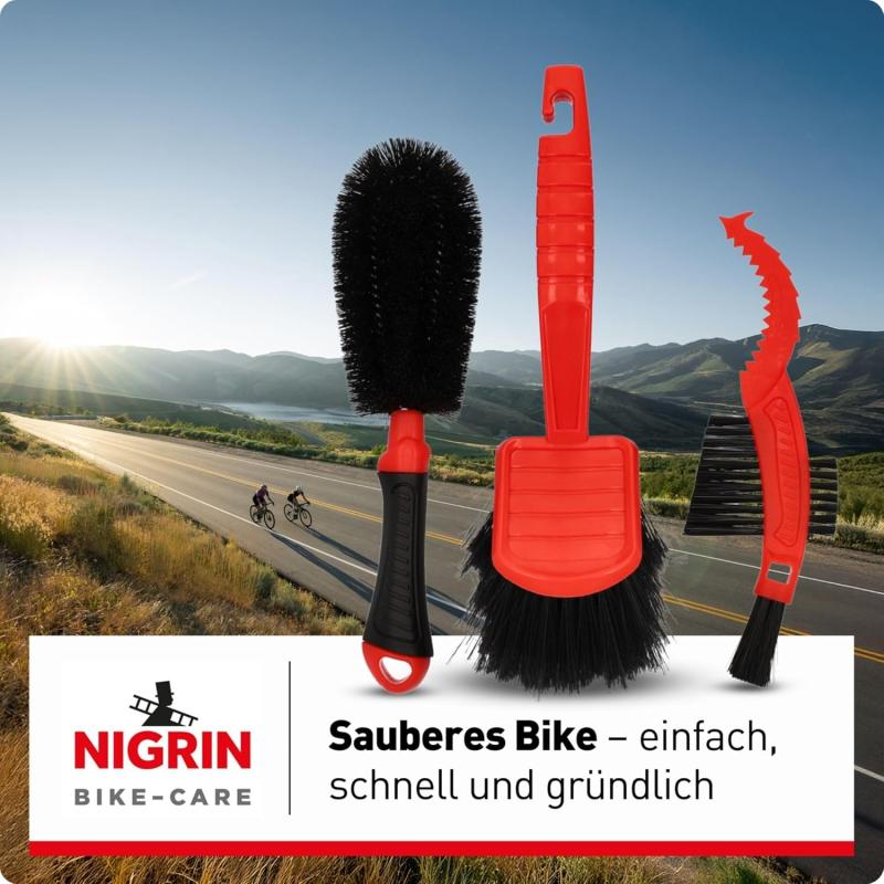 Nigrin Bürstenset Bike Care zur Fahrradpflege 3-teilig 