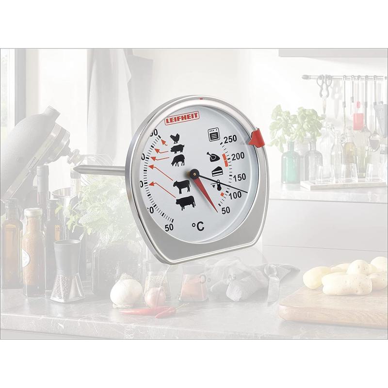 Leifheit Thermometer, kombinierte Anzeige für Ofentemperatur und Kerntemperatur auf einem Blick, Grillthermometer mit Skala für ideale Garpunkte