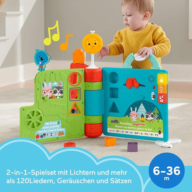 Fisher-Price HCL07 - Riesen Sitz&Steh Erlebnisbuch, elektronisches Lernspielzeug und Aktivitätszentrum