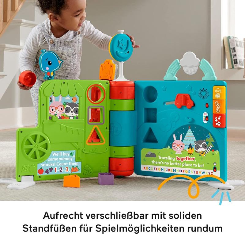 Fisher-Price HCL07 - Riesen Sitz&Steh Erlebnisbuch, elektronisches Lernspielzeug und Aktivitätszentrum