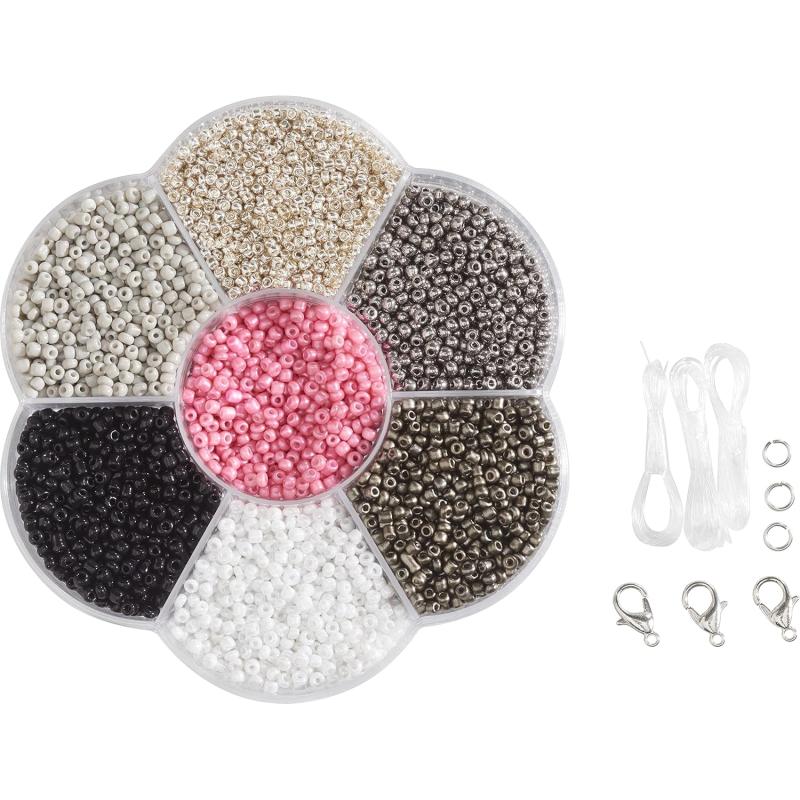 folia 12909 - Rocailles Perlen Set, SILBER, ideal, um eigenen Schmuck zu gestalten und herzustellen