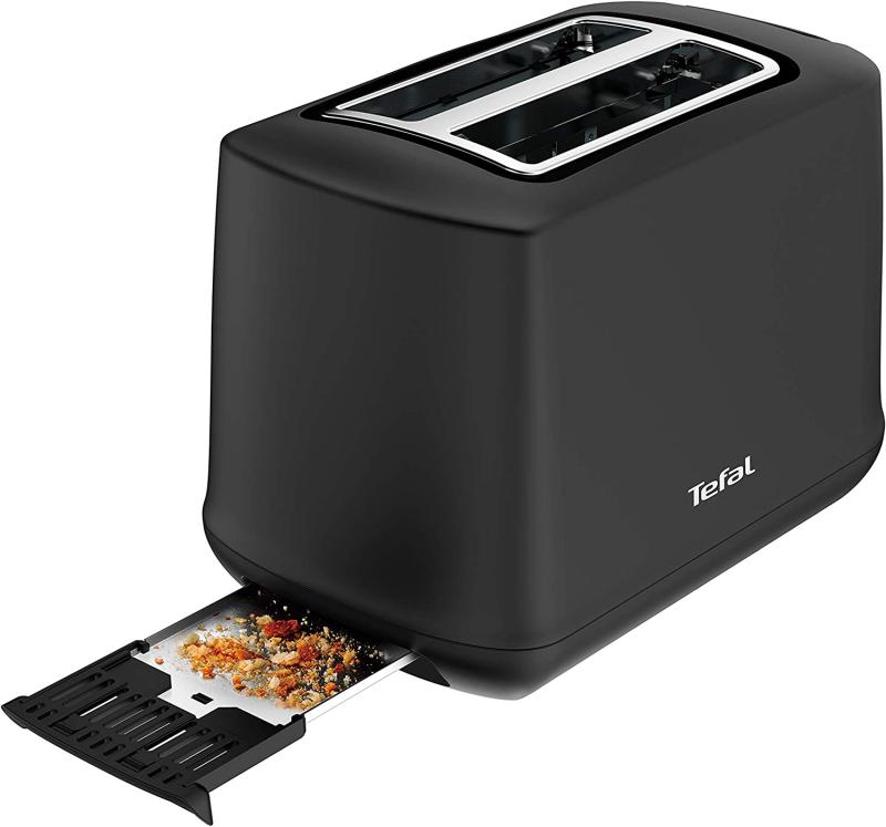 Tefal TT165N Principio Select Toaster (850 Watt, 7 Bräunungsstufen, Krümelschublade, Hebe-Funktion, Brötchenaufsatz) schwarz