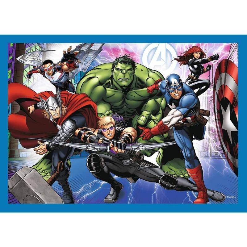 Trefl 34386 -  4in1 Puzzle, Marvel AVENGERS, von 35 bis 70 Teilen, 4 Sets