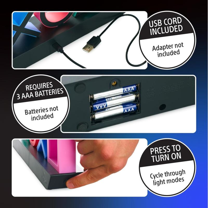 Paladone PLAYSTATION Icons Light mit 3 Lichtmodi - Musikreaktive Spielraumbeleuchtung