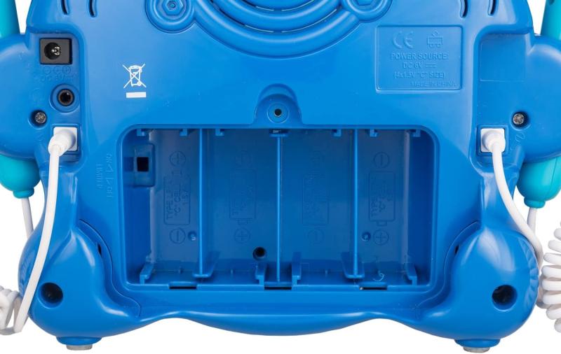 Idena 40284 - CD Player Sing Along für Kinder, tragbar und batteriebetrieben, mit LED Display, Anti-Schock und zwei Mikrofonen für Karaoke, hellblau