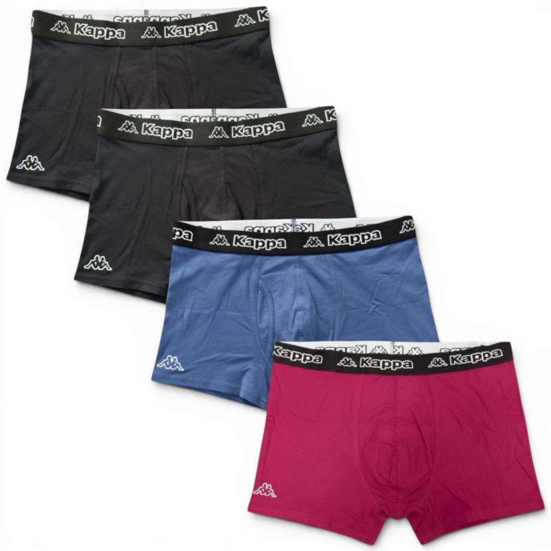 KAPPA 4er Pack Herren Boxershort (19-2030) Black-Navy-Dark RED / Diverse Größen