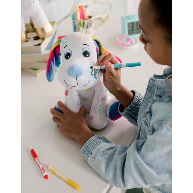 CRAYOLA - Colour Me Plush, bemalbares Plüschtier mit 3 Filzstiften, Welpen
