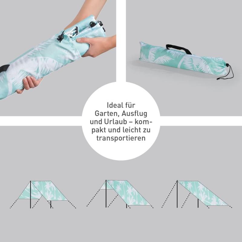 GARVIDA Sonnensegel rechteckig - 210cm x 175cm |mit praktischer Tragetasche | 3 Konfigurationsmöglichkeiten -[türkis/weiß]