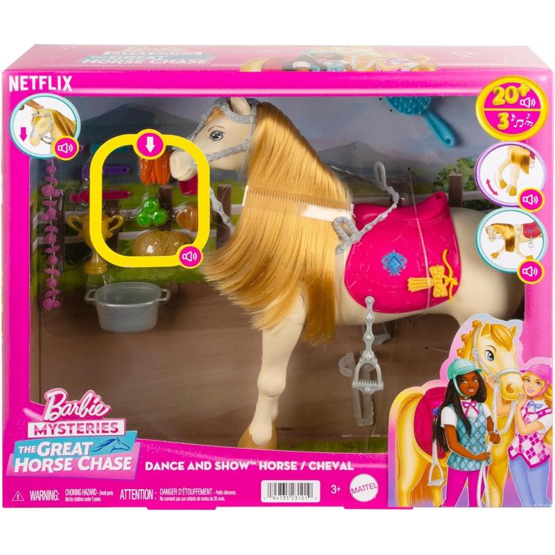 Mattel HXJ42 - Barbie bewegliches Pferd -  Pferdeabenteuer - Tanz und Show Pferd - mit Zubehör
