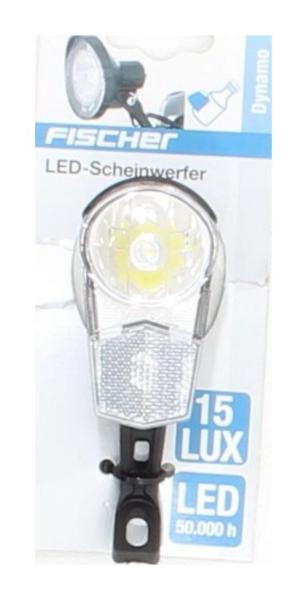 Fischer 15 Lux Dynamo LED-Scheinwerfer, Schwarz, One Size 