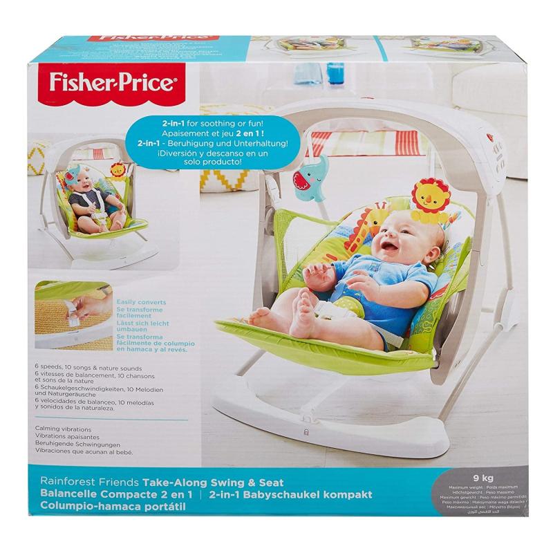 Mattel Fisher-Price CCN92 2 in 1 Babyschaukel im Regenwald Design