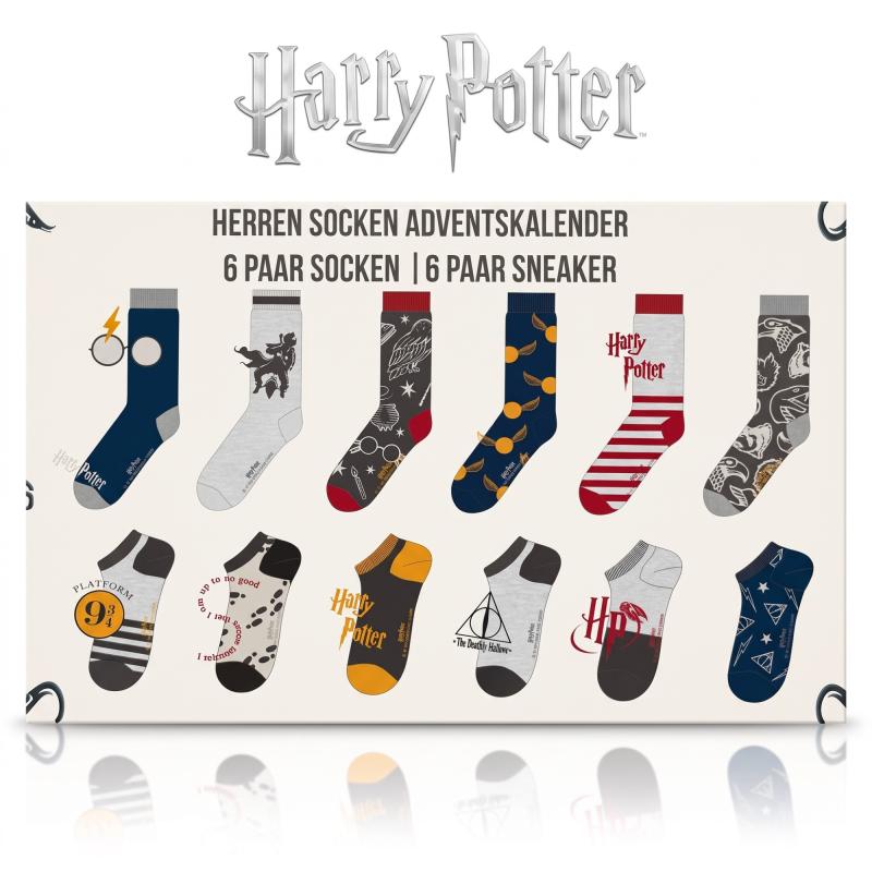 HARRY POTTER - HERREN Adventskalender 12 Paar Socken 42-46 ( 6 Paar Socken & 6 Paar Sneaker ) ALL I WANT FOR CHRISTMAS