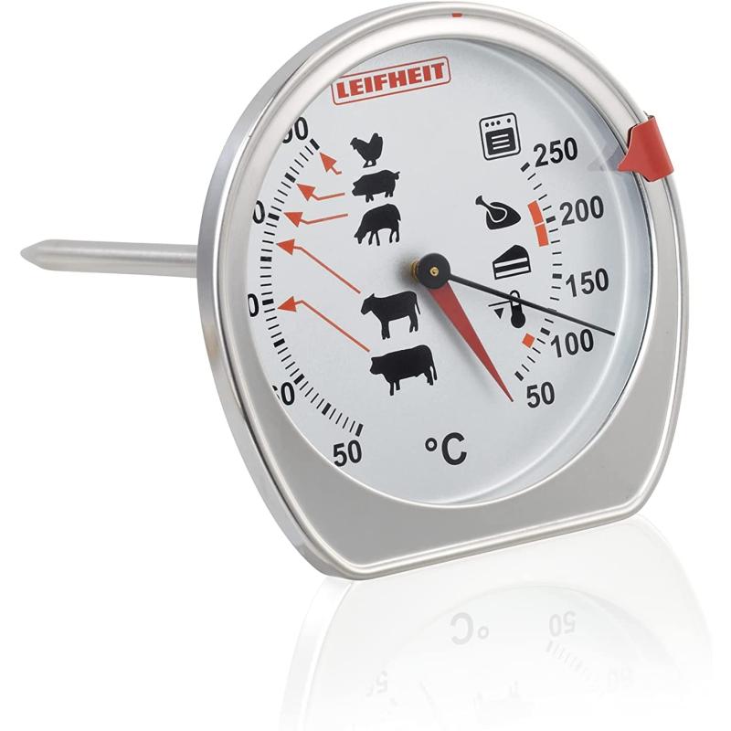 Leifheit Thermometer, kombinierte Anzeige für Ofentemperatur und Kerntemperatur auf einem Blick, Grillthermometer mit Skala für ideale Garpunkte