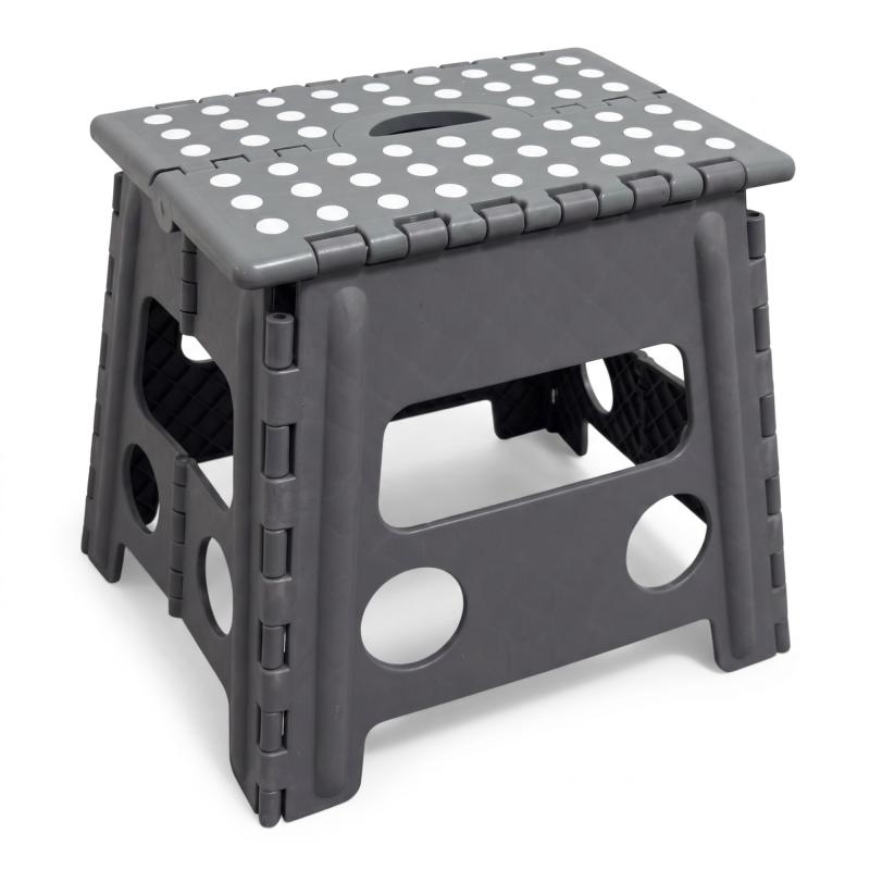 KESPER Stabiler Klapptritt Sitzhocker faltbar, grau, 36,5 x 30/32,5 cm