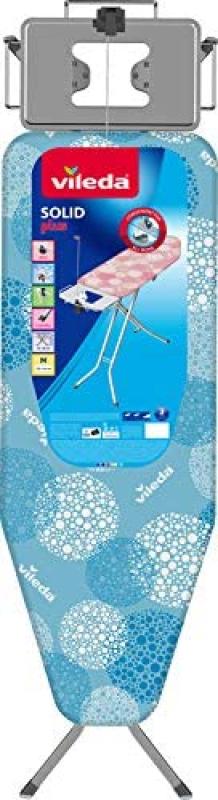 Vileda Solid Plus Bügelbrett, Bügeltisch für Dampfbügelstation, Bügelfläche 44 x 122 cm, Blau