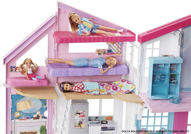 Barbie FXG57 - Malibu Haus Puppenhaus 60 cm breit mit +25 Zubehörteile, Puppen Spielzeug ab 3 Jahren, Mehrfarbig
