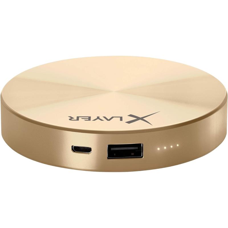 XLayer Powerbank PLUS Fashion 6.000mAh, Externer Akku für Smartphone und Tablet - Farbe GOLD