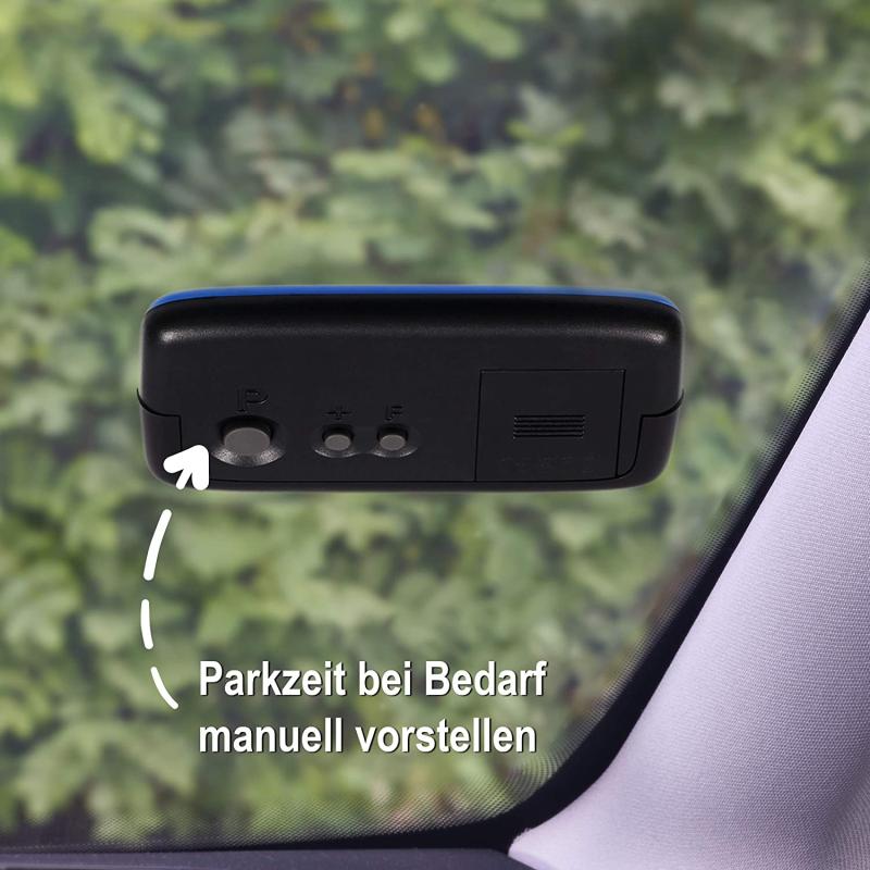 Needit Park Micro elektronische Parkscheibe mit Zulassung I Digitale Parkuhr Mikro blau mit Batterie u. Montage Zubehör 