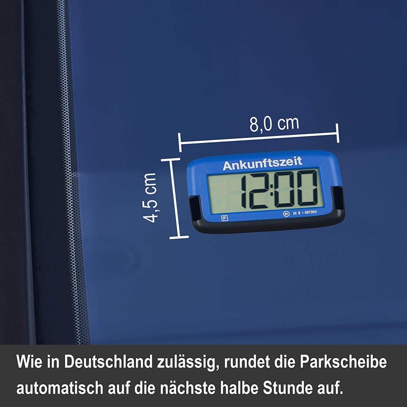 Needit Park Micro elektronische Parkscheibe mit Zulassung I Digitale Parkuhr Mikro blau mit Batterie u. Montage Zubehör 