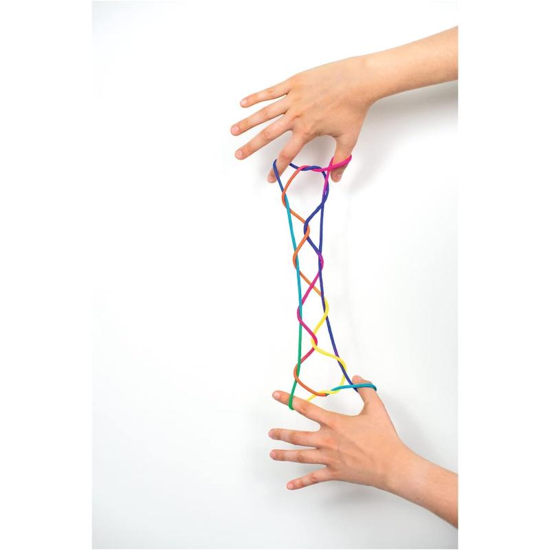 folia 33177 Finger Twist Fadenspiel, in trendiger Regenbogen Optik, ca. 160 cm lang