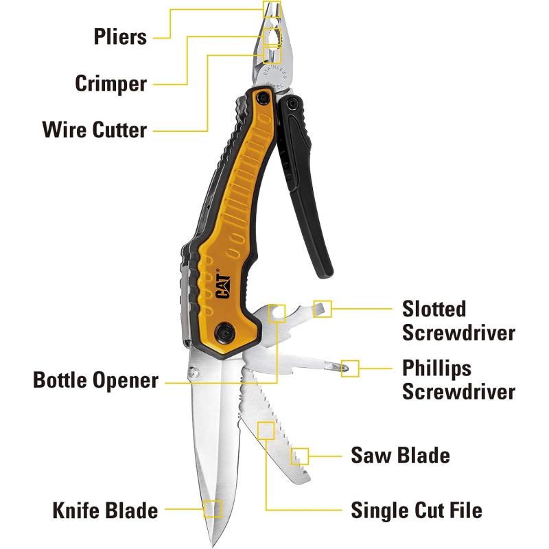 Caterpillar Multitool XL mit Werkzeugen aus Edelstahl, 9 in 1 CAT-Werkzeug